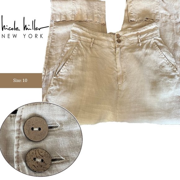 NWOT: Nicole Miller: High waisted wide legged linen pants - Picture 1 of 8
